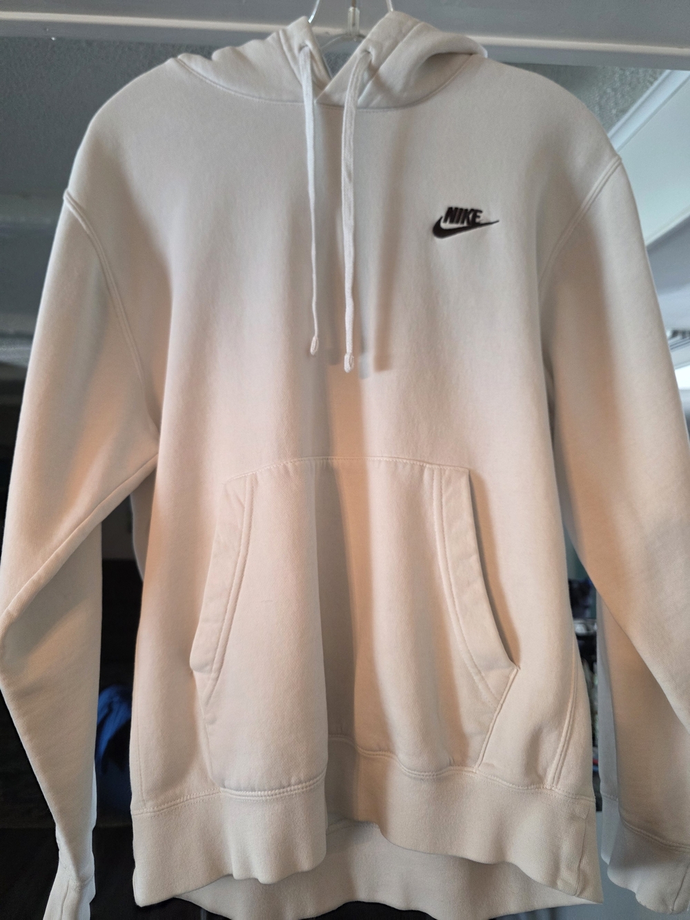 Nike Men’s Cream Pullover Hoodie with Black Logo